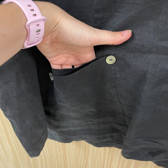 Lulu B Black Linen Top Size Medium - Picture 3 of 5